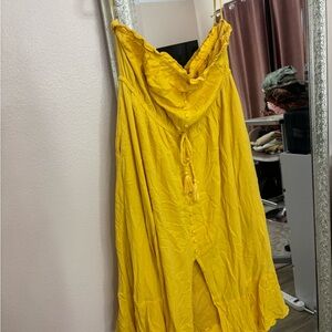 Pink Lily Strapless Yellow Dress